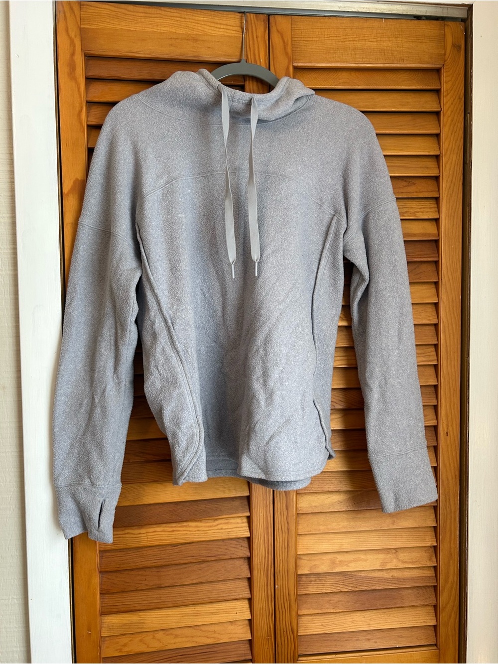 Cozy Light Purple/Grey Hooded Fleece Pullover Sweatshirt